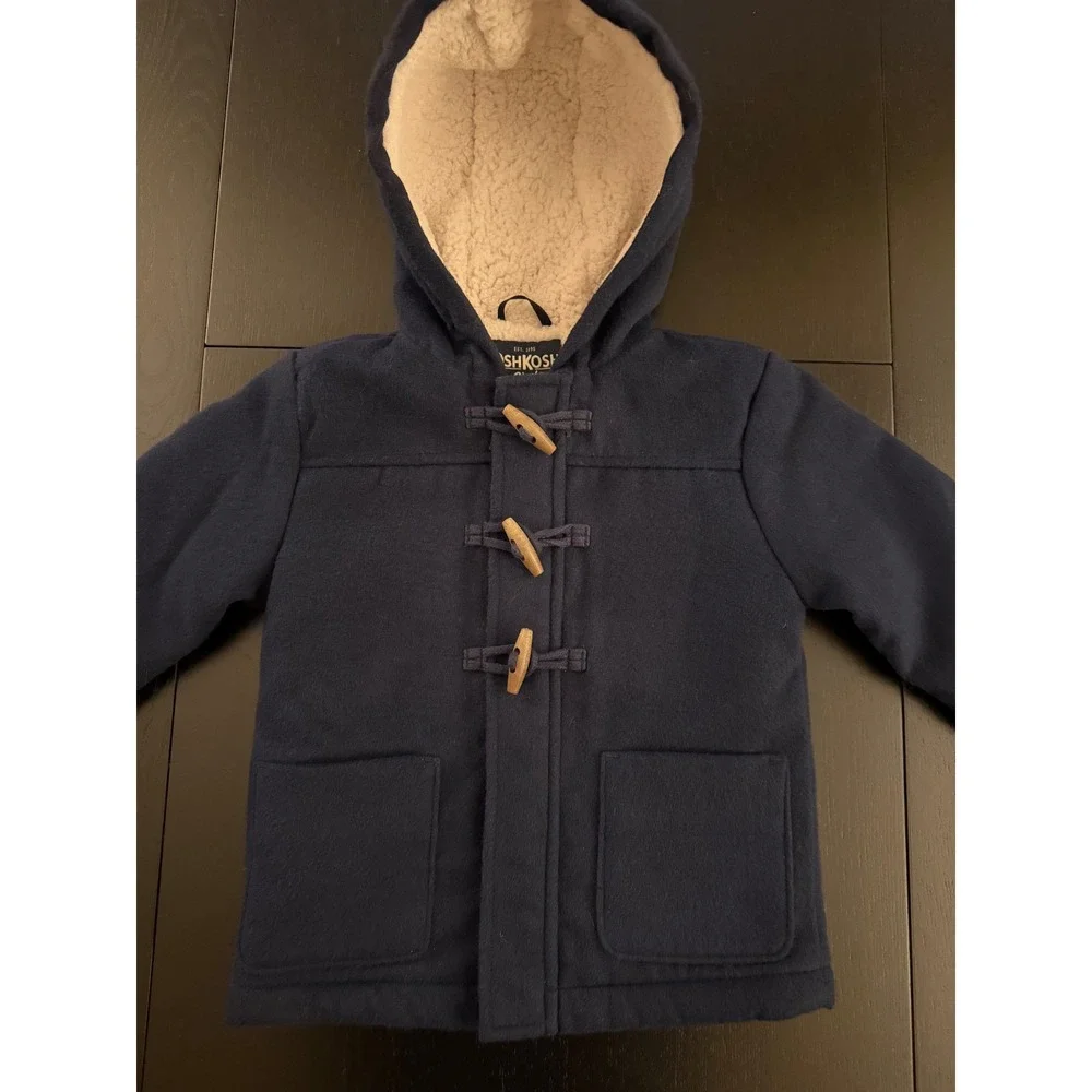 Oshkosh B'Gosh Toddler Duffle Winter Coat 24m Navy Insulated Zip-Up w/ Hood‎